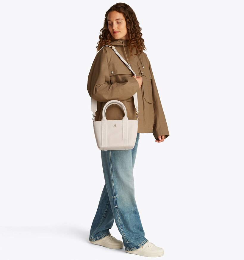 Tommy Hilfiger Logotape Mini Tote Sac à main en Beige pour femmes (352872)