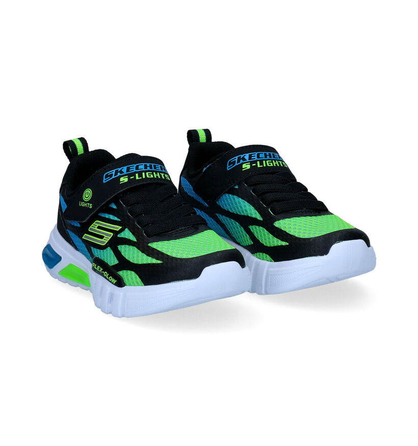 Skechers Flex-Glow Zwarte Sneakers in kunstleer (295074)