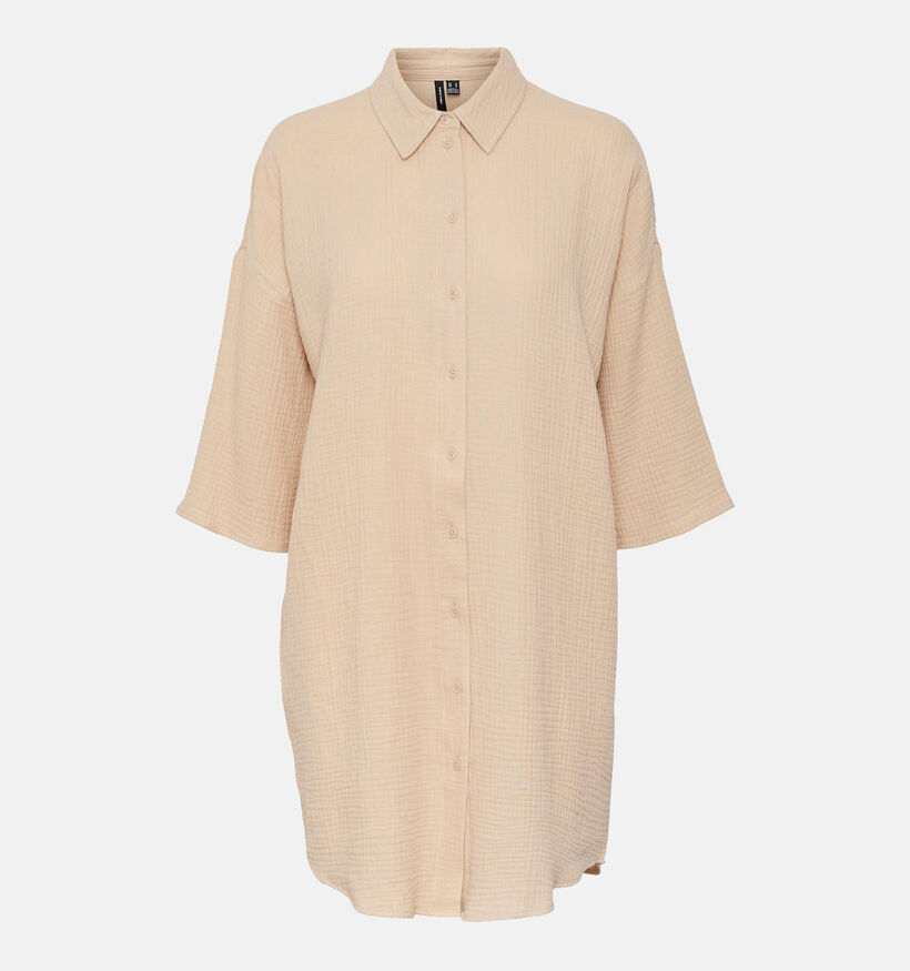 Vero Moda Natali Robe chemise tetra en Beige pour femmes (323879)