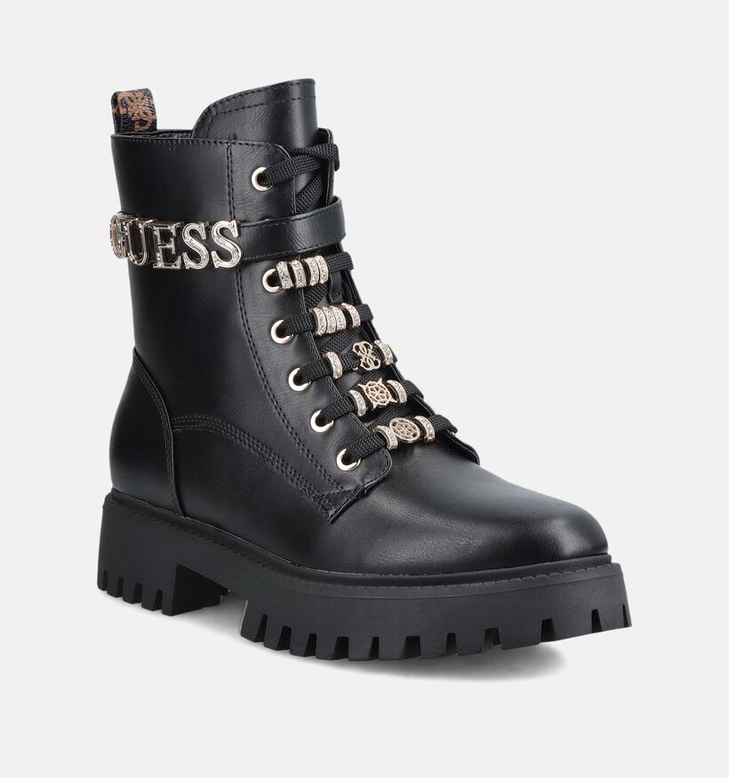 Guess Ficki Boots &agrave; lacets en Noir pour femmes (379514)