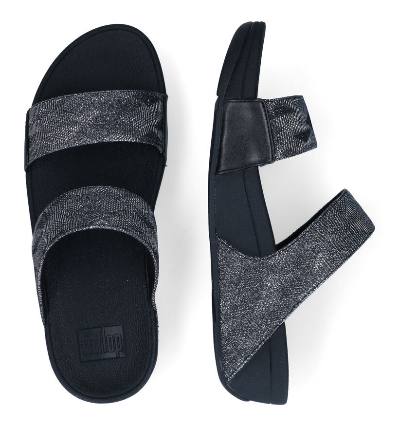 FitFlop Lulu Geo Glitz Zwarte Slippers in stof (304821)