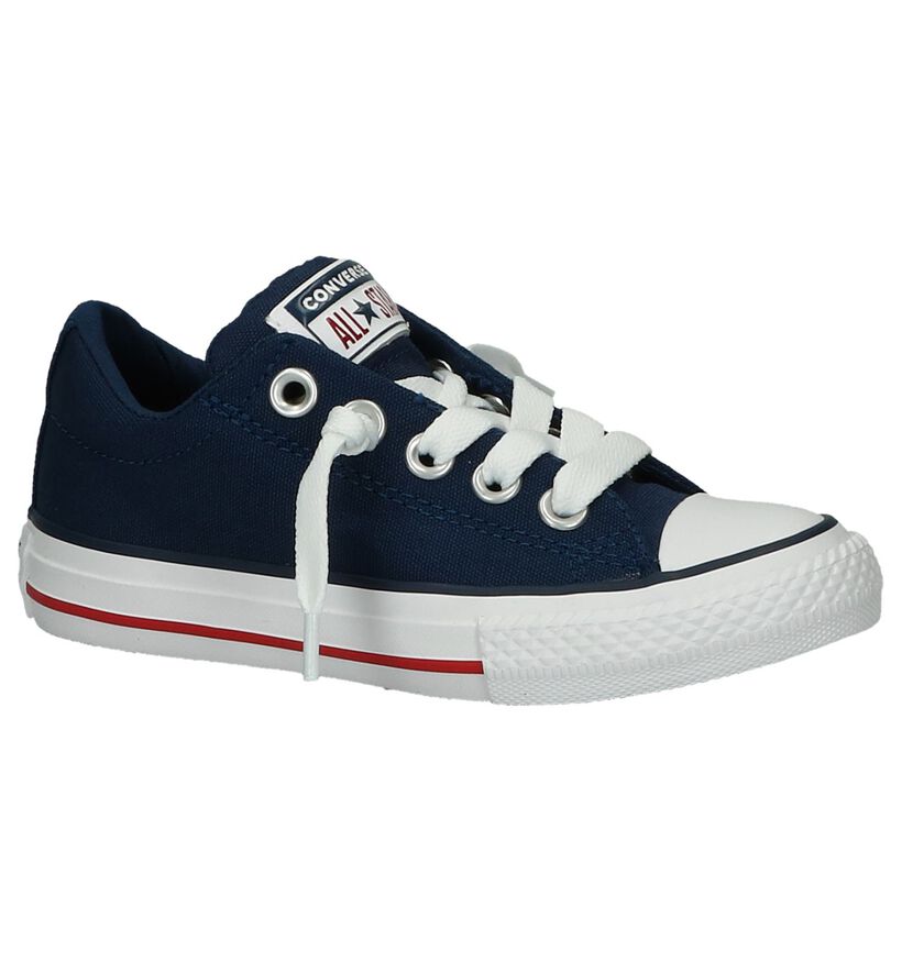 Donkerblauwe Sneakers Converse Chuck Taylor AS Street Slip in stof (238420)