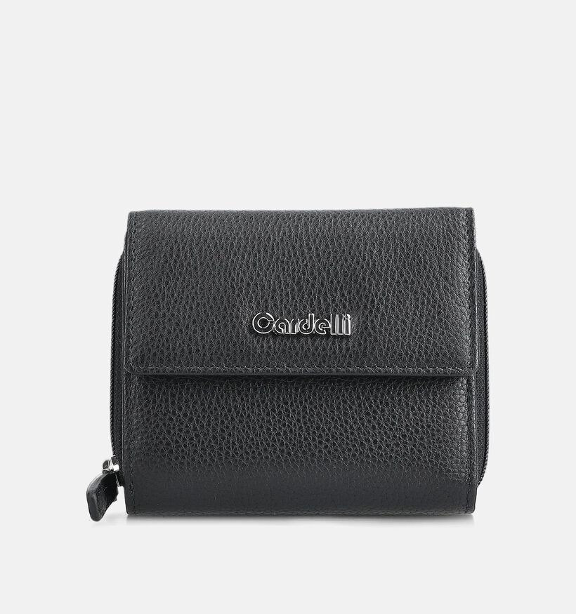 Euro-Leather Cardelli Porte-monnaie zipp&eacute; en Noir pour femmes (375942)