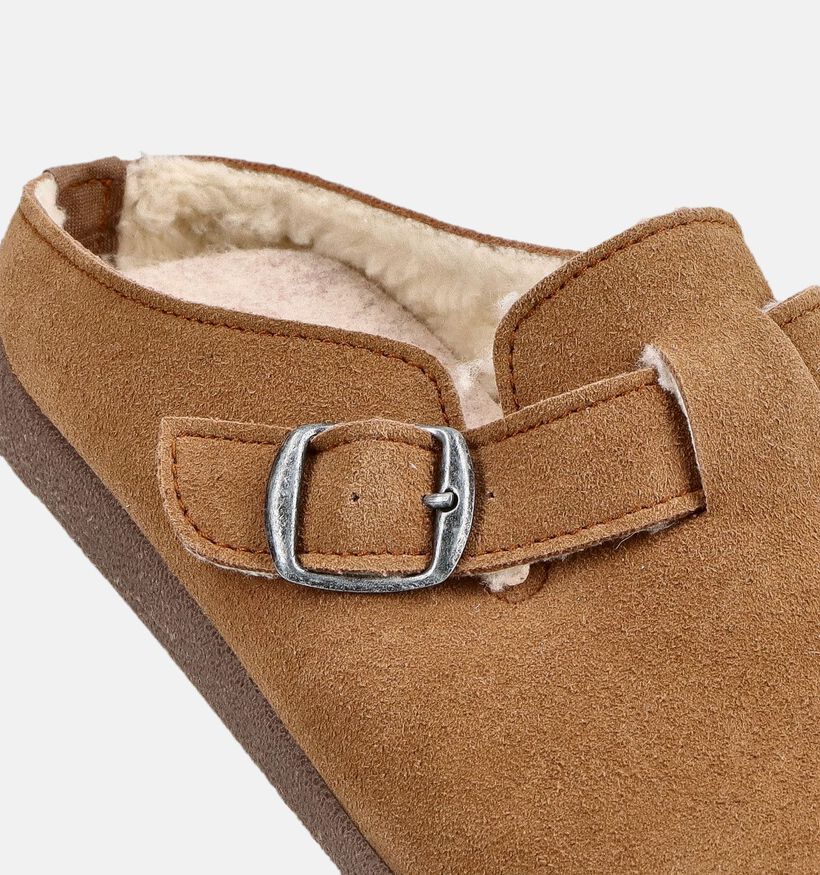 Milo & Mila Pantoufles en Cognac pour filles, gar&ccedil;ons (381138) - pour semelles orthop&eacute;diques