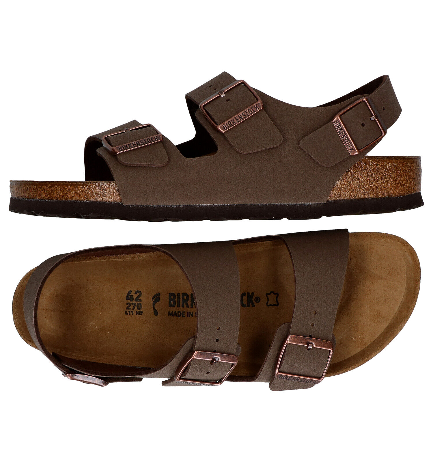 Birkenstock Milano Bruine Sandalen Heren Sandalen Online op TORFS.BE