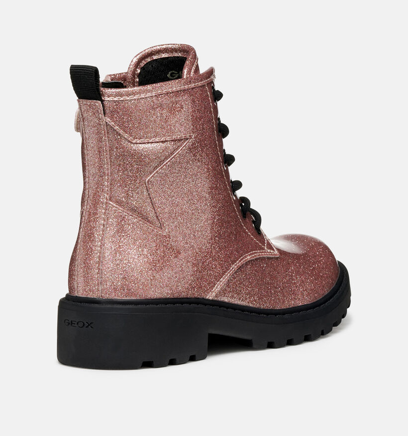 Geox Old Rose Glitter Casey Boots &agrave; lacets en Rose pour filles (377752) - pour semelles orthop&eacute;diques