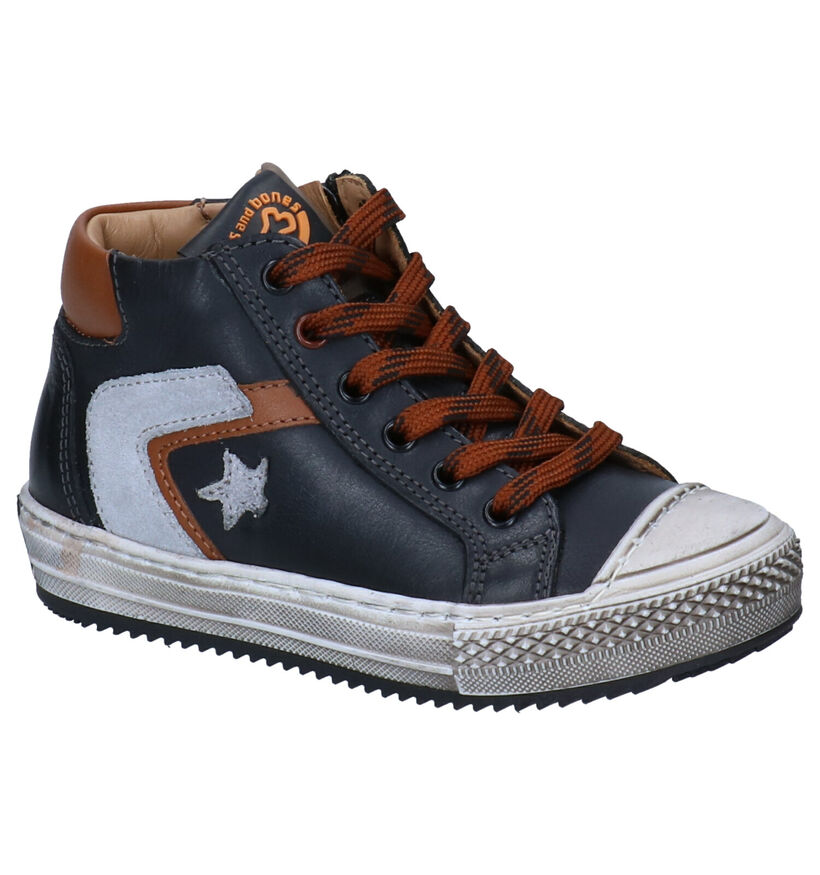 STONES and BONES Nippo Bottines en Bleu en cuir (296661)
