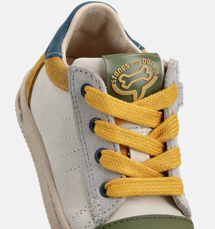 STONES and BONES Naxi Witte/Gele Sneakers voor jongens (369642) - geschikt voor steunzolen