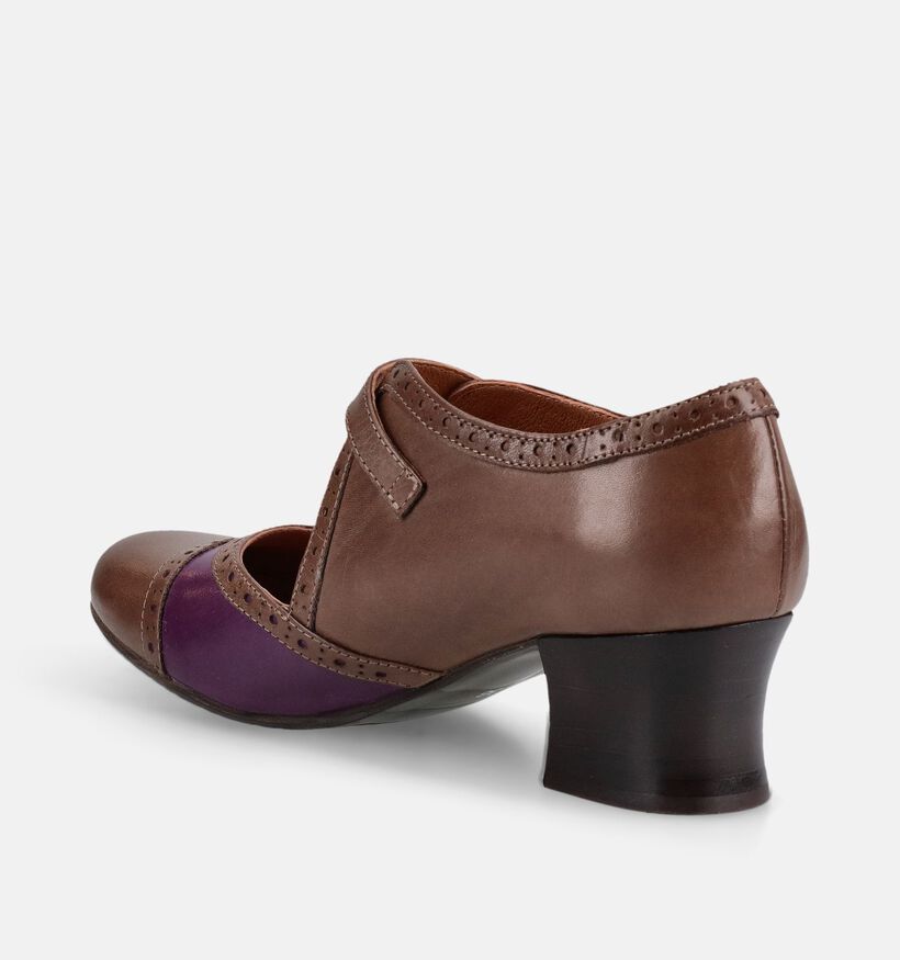 Miz Mooz Franki Bruine/Paarse Enkelpumps voor dames (381364)