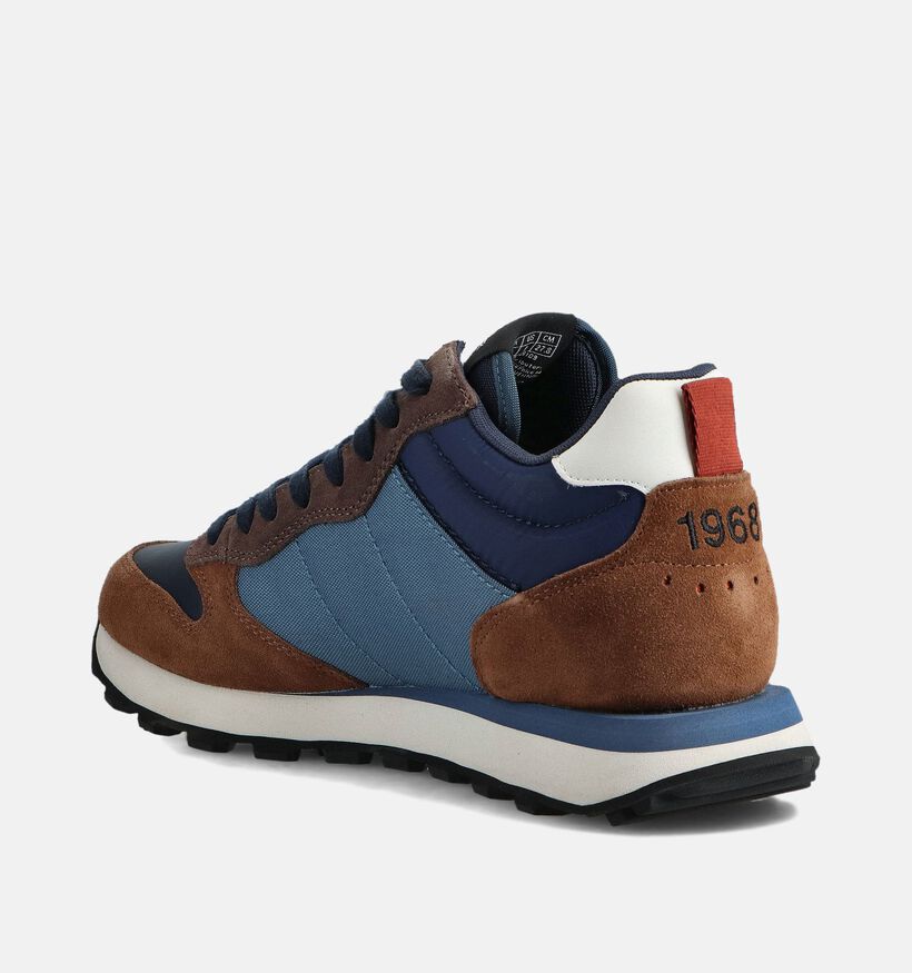 Sun68 Tom 2.0 Solid Blauwe/Bruine Sneakers voor heren (361801) - geschikt voor steunzolen