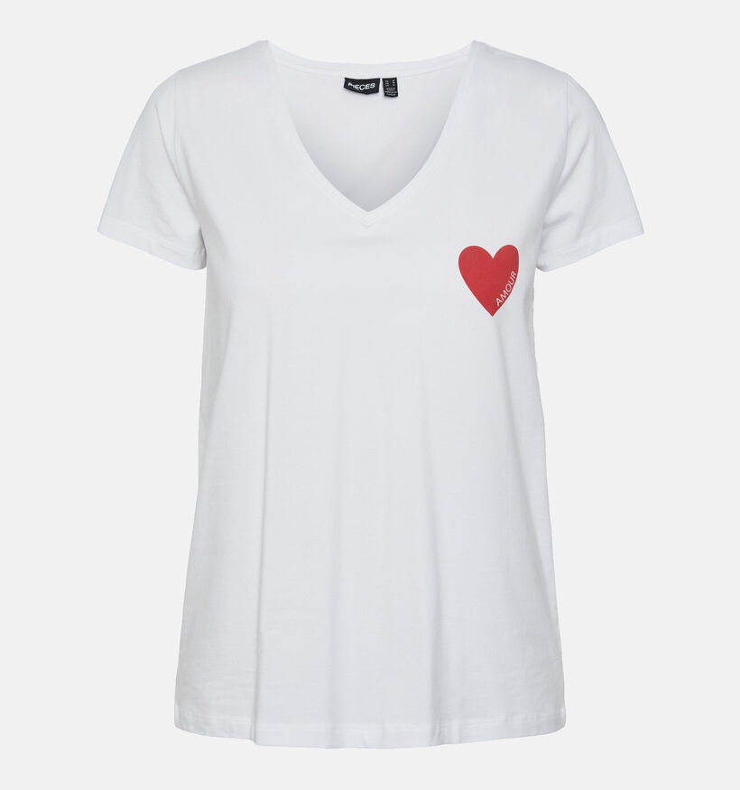 Pieces Musi Wit T-shirt voor dames (337357)