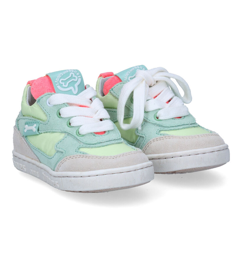 STONES and BONES Mete Groene Hoge Sneakers in leer (307191)