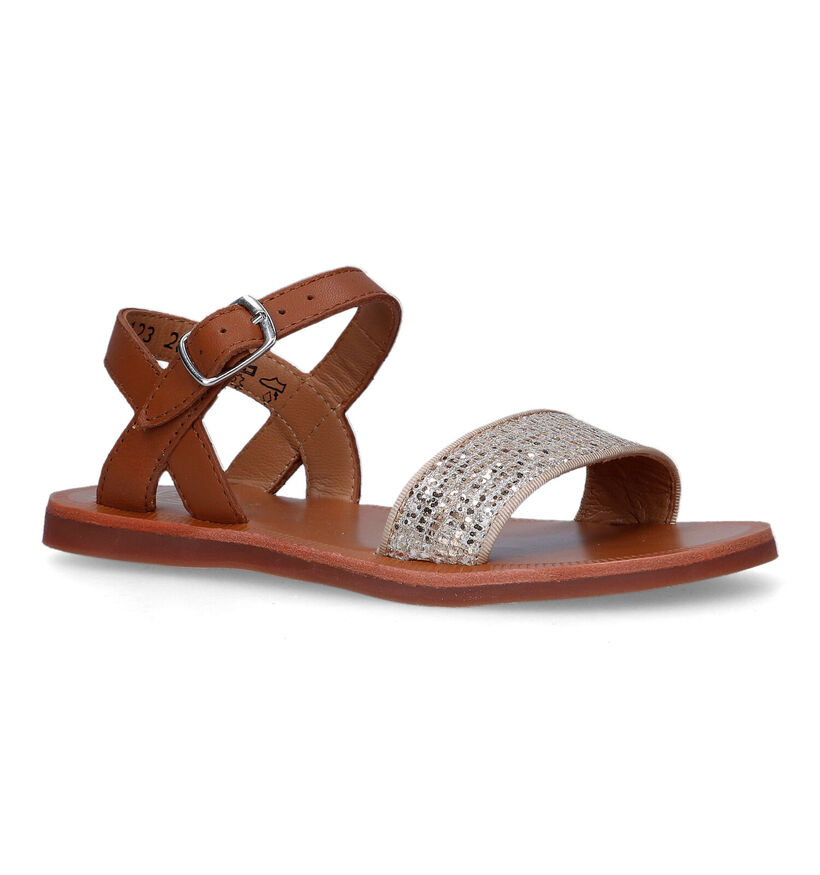 Pom d'Api Plagette Buckle Tao Sandales en Cognac pour filles (322882)