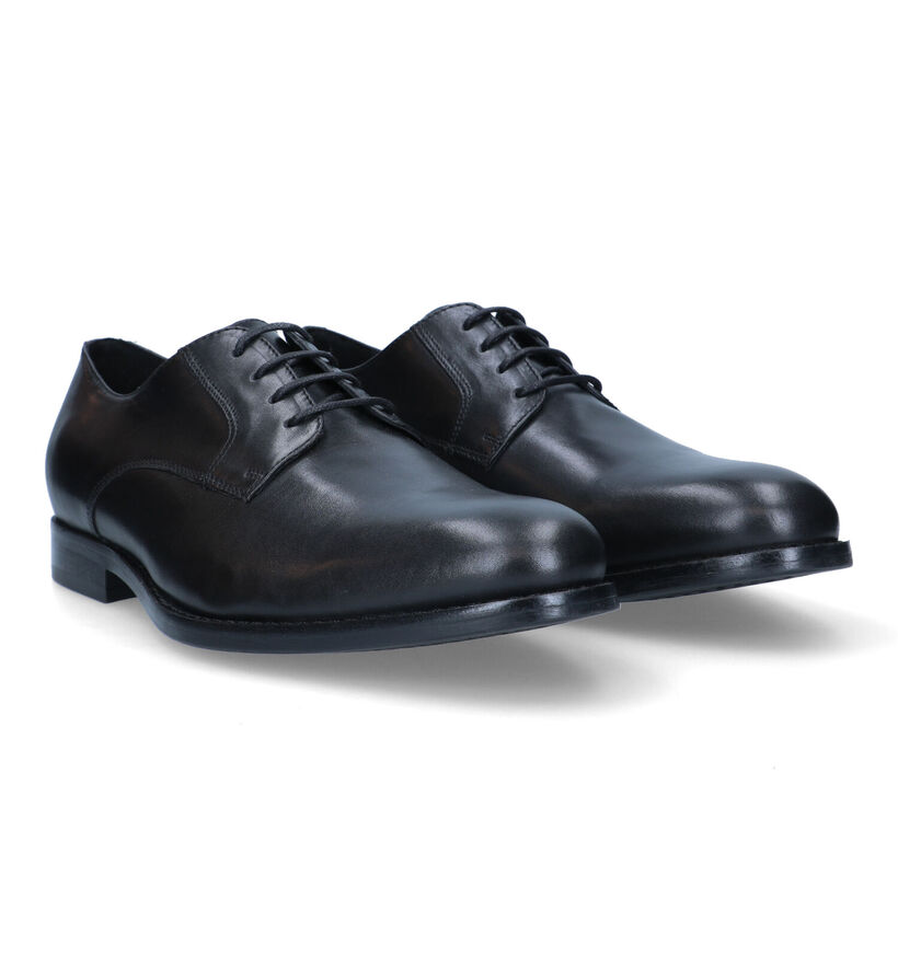 Geox Hampstead Zwarte Geklede Veterschoenen in leer (326718)