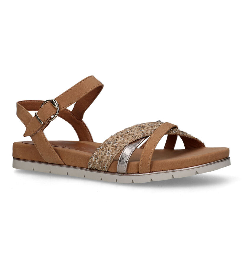 Tamaris Sandales plates en Camel en simili cuir (322275)