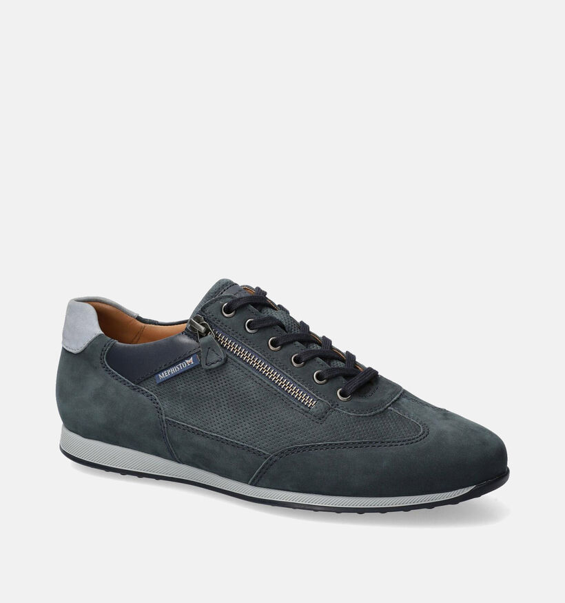 Mephisto Leon Nomad Blauwe Veterschoenen voor heren (355169) - geschikt voor steunzolen
