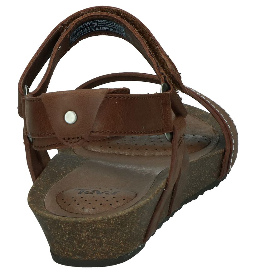 Teva Ysidro Sandales plates en Brun foncé en cuir (242627)