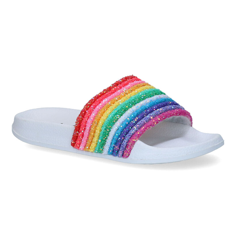 Identity Witte Regenboog Badslippers in stof (310798)