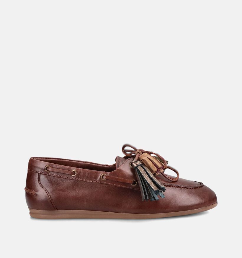 PS Poelman Chaussures bateau en Brun fonc&eacute; pour femmes (384353)