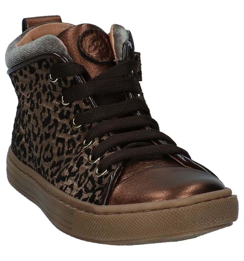 Bronzen Lage Geklede Sneakers met Luipaardprint Romagnoli in leer (230211)