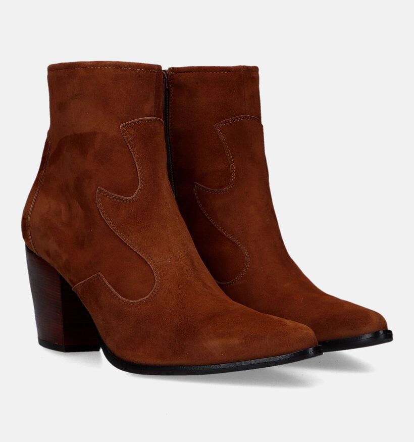 Zinda Bottines à talons en Cognac pour femmes (331697)