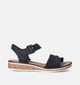 Rieker Sandales talon compensé en Noir pour femmes (354931)