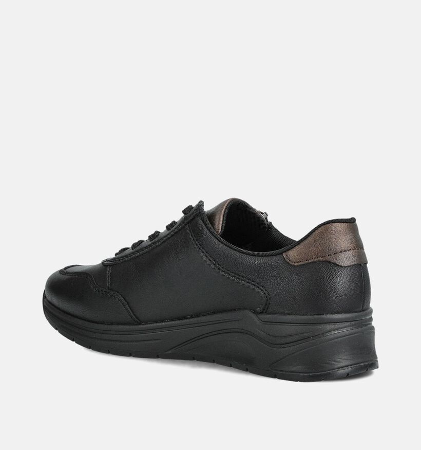 Rieker Zwarte Sneakers met Veter en Rits voor dames (360475) - geschikt voor steunzolen