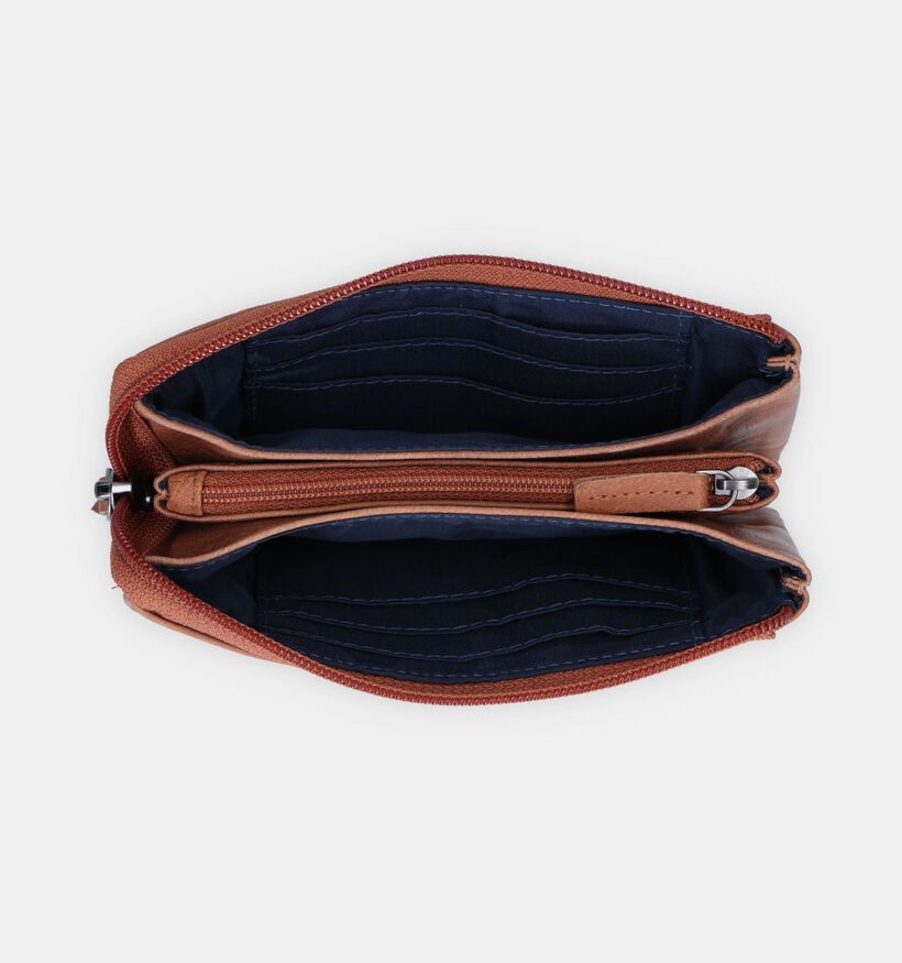 Euro-Leather Porte-monnaie zippé en Cognac pour femmes (343451)