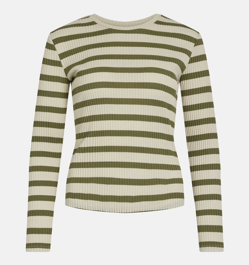 Vila Amelie T-shirt à rayé en Vert Khaki pour femmes (351799)