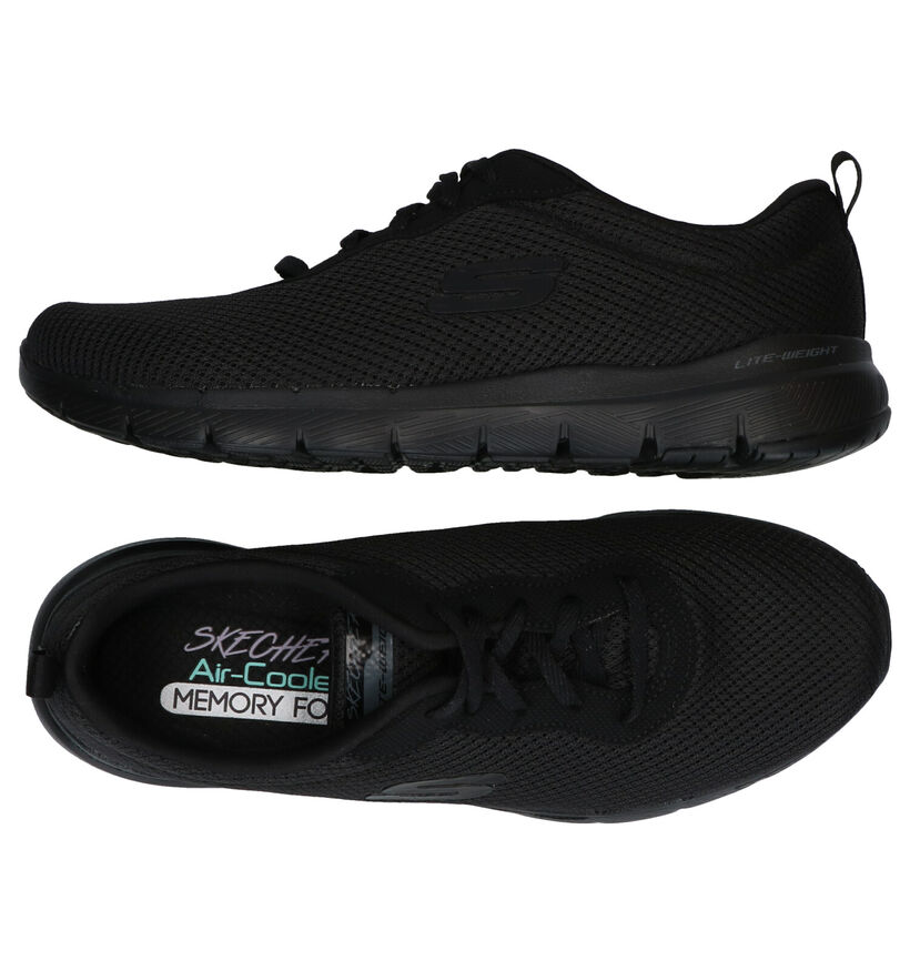 Skechers Flex Appeal 3.0 Zwarte Sneakers in stof (301476)