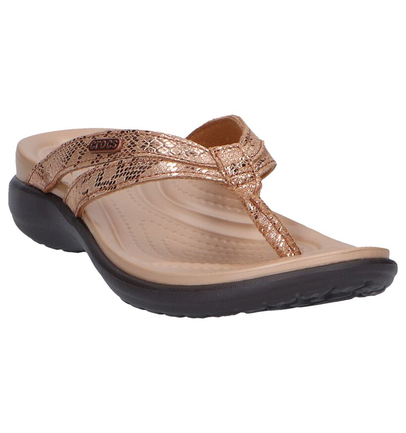 Crocs Capri Nu-pieds à talons en Bronze en cuir (244741)