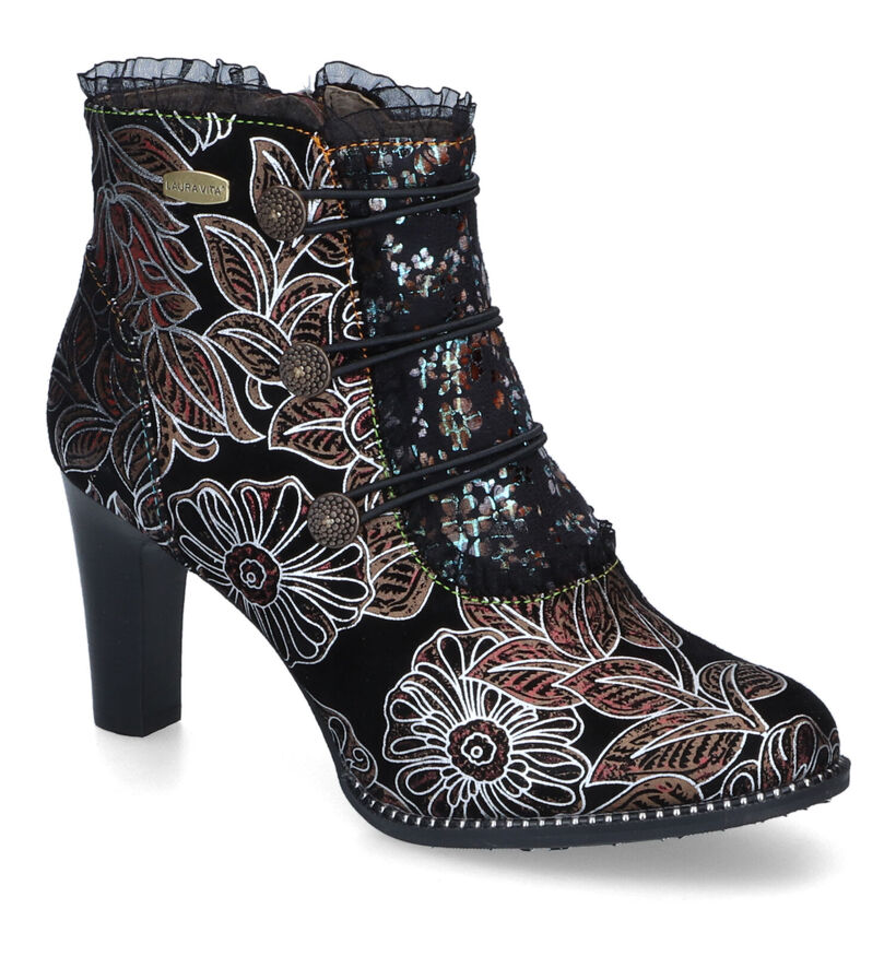 Laura Vita Alcbaneo Bottines à talons en Noir en textile (316692)