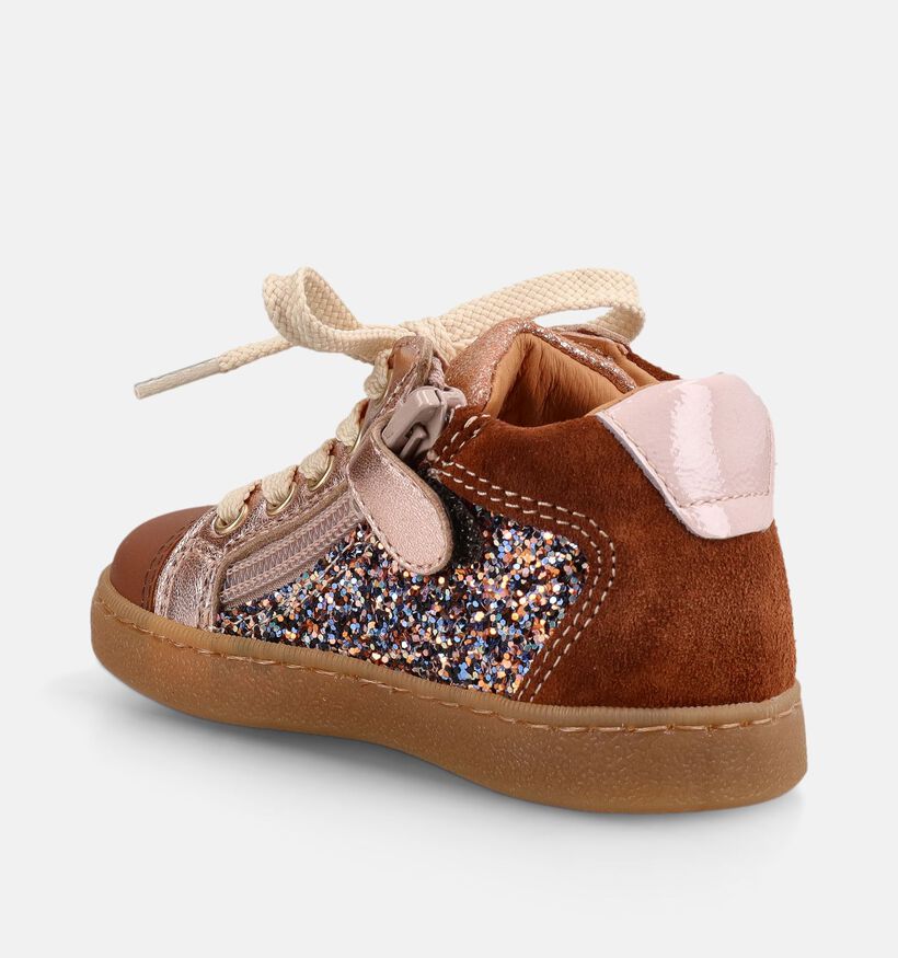FR by Romagnoli Cognac/Ros&eacute; Gouden Sneakers voor meisjes (378998) - geschikt voor steunzolen