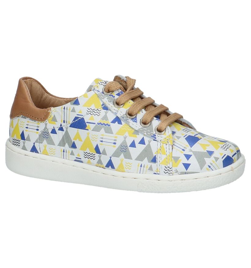 Witte Schoenen met Rits & Veter Shoo Pom Ducky Lo Cut in leer (215621)