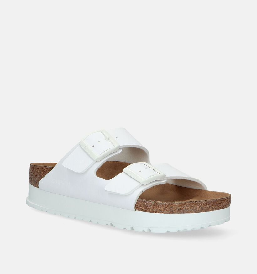 Birkenstock Arizona Pap Flex Platform Witte Slippers voor dames (338037)