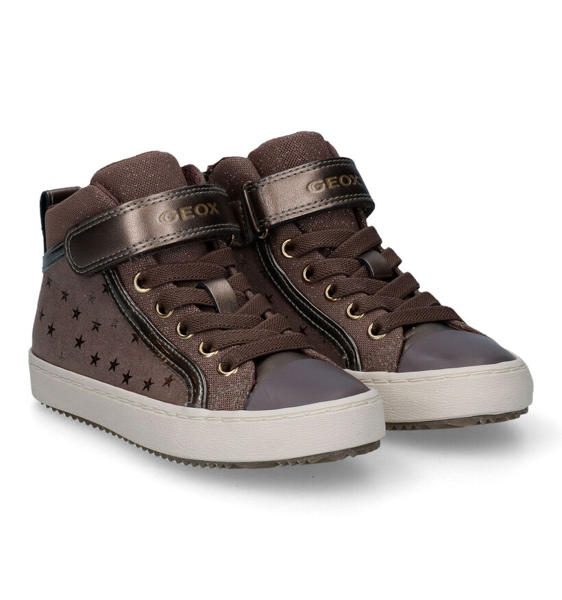 Geox Kalispera Taupe Hoge Sneakers voor meisjes (312541) - geschikt voor steunzolen