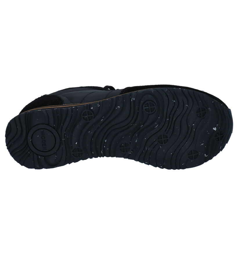 Woden Nora Plateau Zwarte Sneakers in stof (277420)