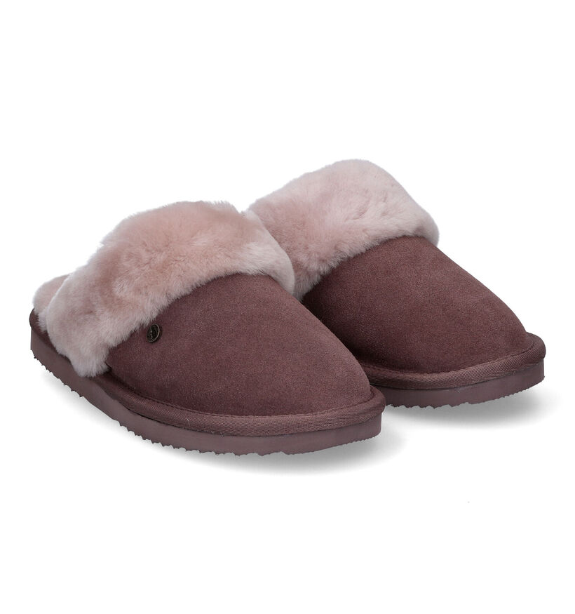 Warmbat Flurry Cognac Wollen Pantoffels voor dames (329908)
