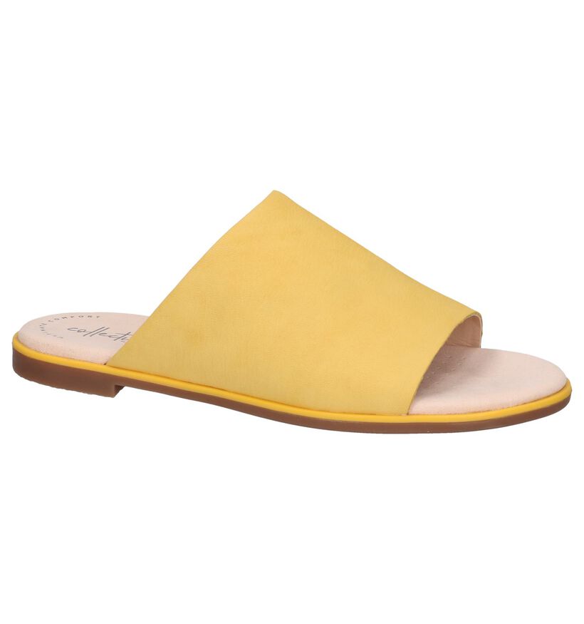 Clarks Nu-pieds plates en Jaune en cuir (241583)