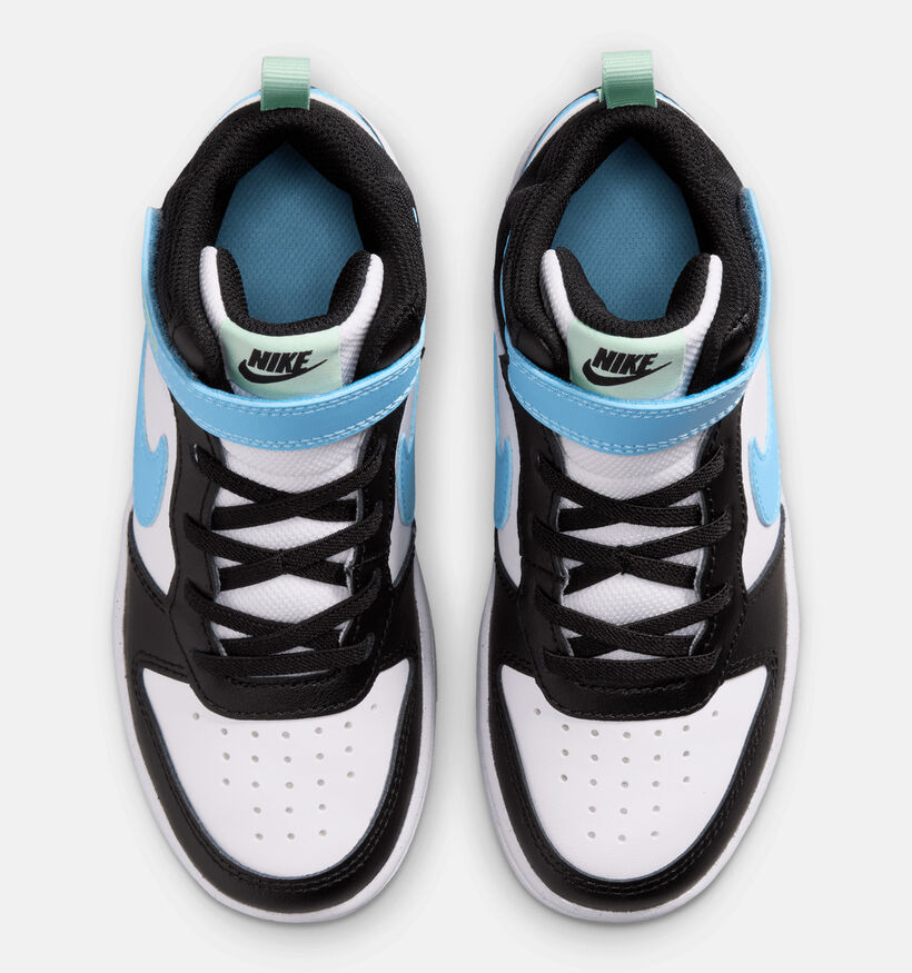 Nike Court Borough Mid Witte/Blauwe Sneakers voor jongens (377283)