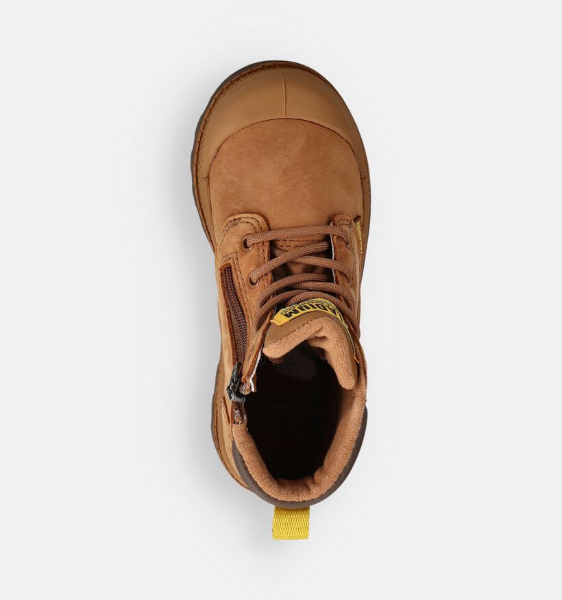 Palladium Pampa HI Cuff Waterproof Boots &agrave; lacets en Cognac pour gar&ccedil;ons (378505) - pour semelles orthop&eacute;diques