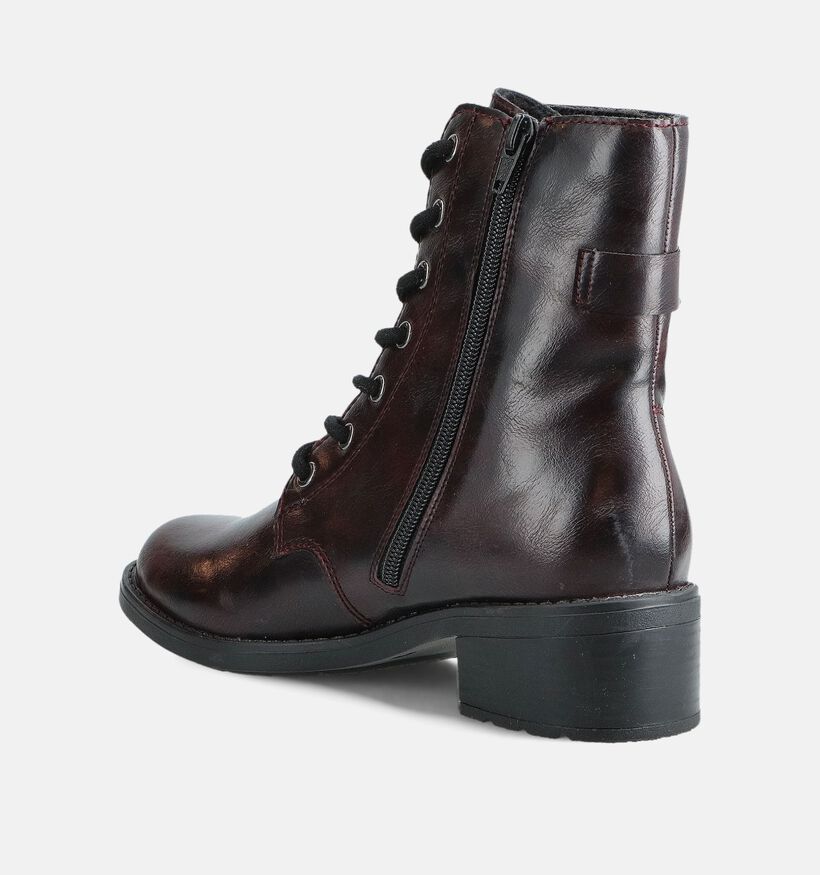 Rieker Bordeaux Boots met Veter en Rits voor dames (377937) - geschikt voor steunzolen
