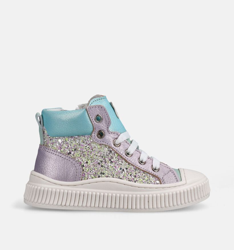 Beberlis Zilveren/Lila Hoge Sneakers voor meisjes (372144) - geschikt voor steunzolen