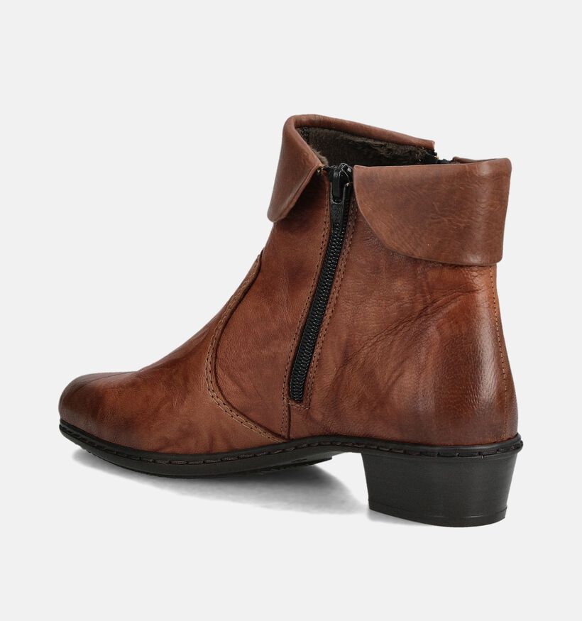 Rieker Bottines plates en Cognac pour femmes (360469)