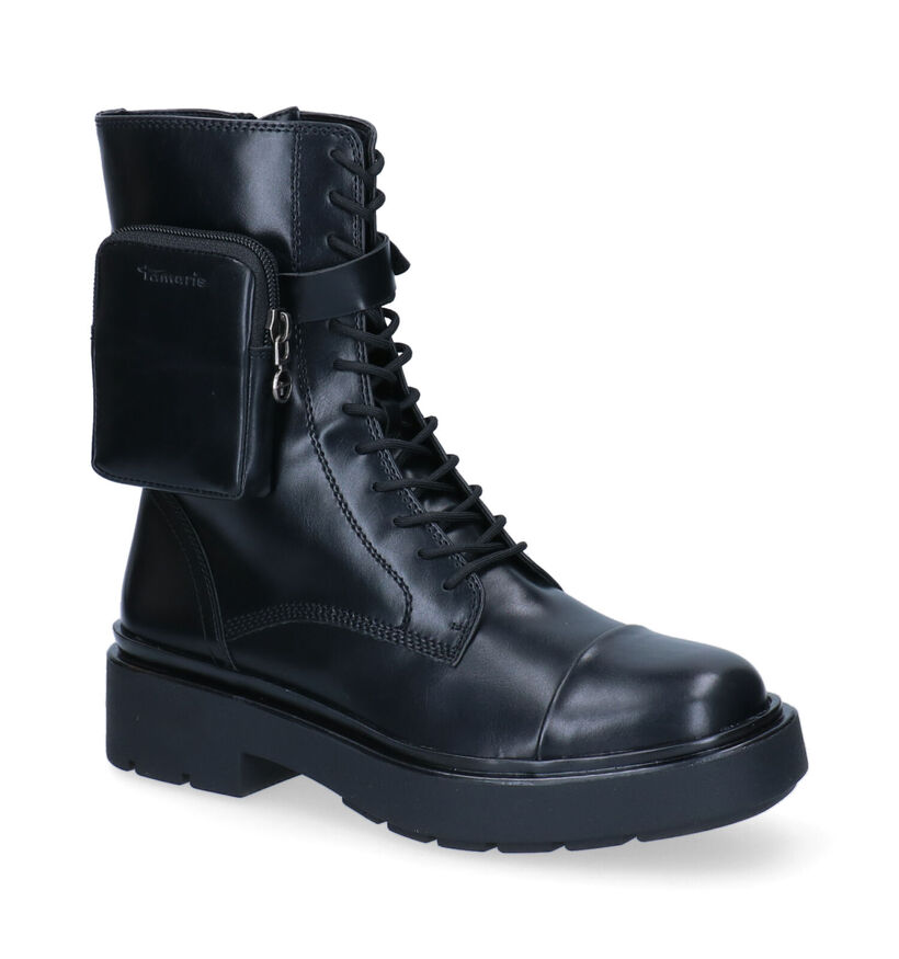 Tamaris Boots à lacets en Noir en simili cuir (296816)
