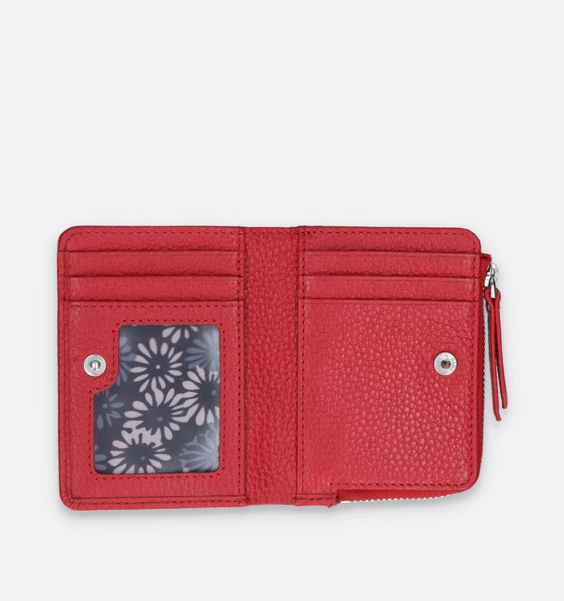 Euro-Leather Porte-monnaie avec fermeture éclair en Rouge pour femmes (338194)