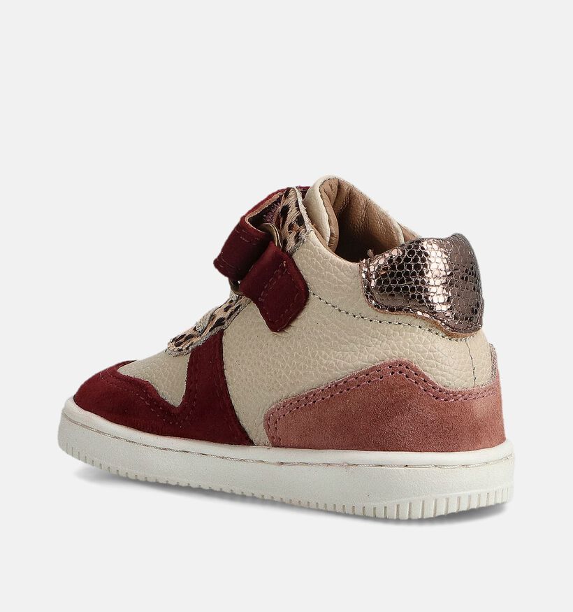 Milo & Mila Baskets en Beige/Bordeaux pour filles (380650) - pour semelles orthop&eacute;diques