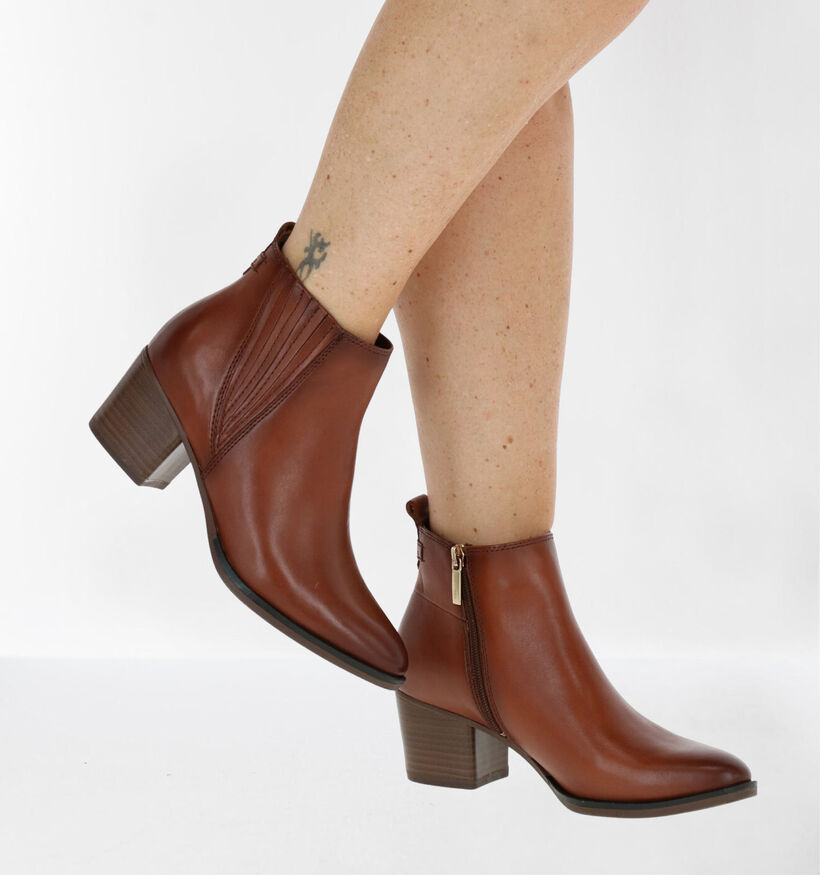 Tamaris Anti Shokk Cognac Enkellaarzen in leer (280677)