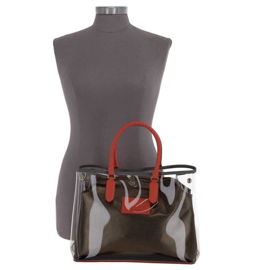 Bronzen Handtas My Best Bag met Zalmroze Handvatten in leer (241441)