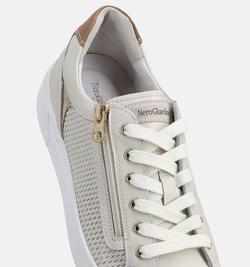 NeroGiardini Ecru Sneakers met Rits voor dames (369088) - geschikt voor steunzolen